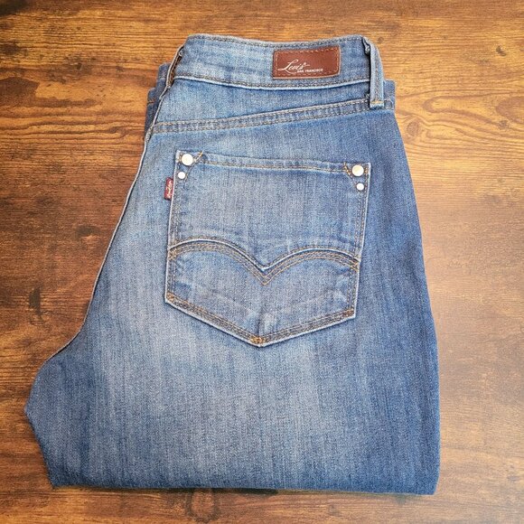 Levi's Jeans Size 8 Bold Curve Classic Straight Mid Rise Medium Light Wash - Picture 3 of 11